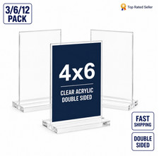 4x6 Clear Acrylic Sign Holders Double Sided Menu Table Display Stands 3-12 Pack