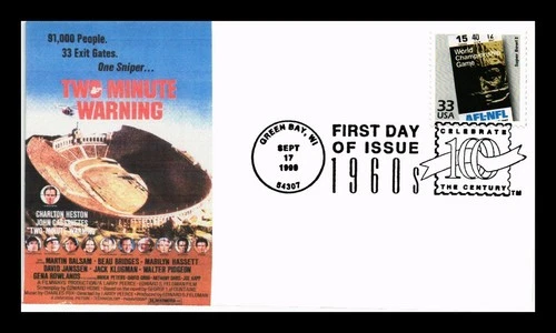 US COVER SUPER BOWL I FOOTBALL 1960S CELEBRATE CENTURY FDC TWO MINUTE WARNING