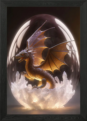 Fantasy Drache im Inneren Drag gerahmtes Wandbild Poster Leinwanddruck Bild