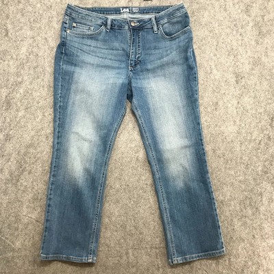 Lee Jeans Womens Size 34** Regular Fit Straight Leg Mid Rise Crop Medium Wash