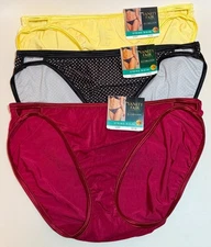 NWT 3 Vanity Fair Illumination String Bikini Panties 18108 Dots/Red/Yellow 8/XL