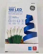 GE 100 LED Miniature Christmas Tree Lights Energy Smart Warm White Green NEW