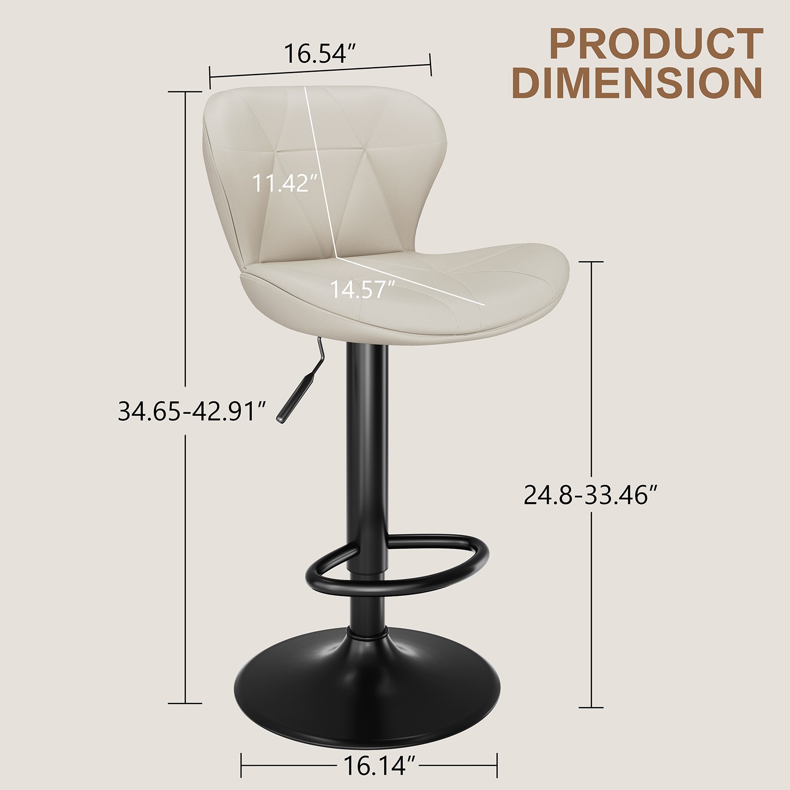 Bar Stools Set of 2/4 PU Leather Bar Stools Adjustable Swivel Kitchen stools