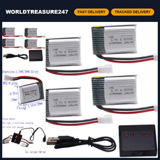 4 Pack 3.7V 250mAh LiPo Rechargeable Batteries & Storage Box for RC Drones/Quadc