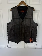 Hot Leathers Men’s Distressed Brown 10 Pocket Conceal Carry Leather Vest VSM1029