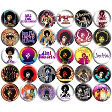 Jimi Hendrix 1" Pinback Buttons 60s 70s Classic Rock Retro Music Guitar Icon 30