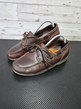 Timberland Mens Classic Brown Leather Boat Deck Shoes UK 8 US 8.5 W Made In USA