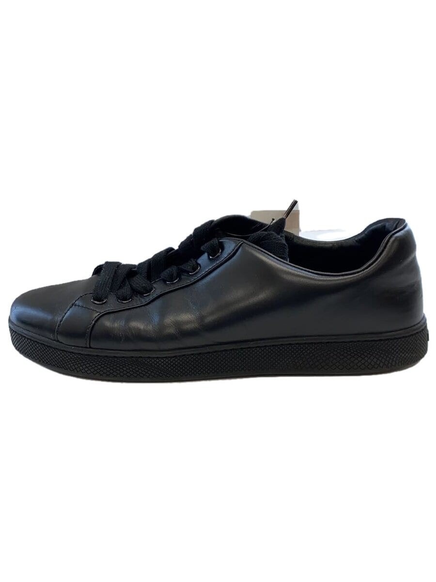 PRADA Black Leather Low Top Sneakers Size 40.5 DNC700 Made in Vietnam