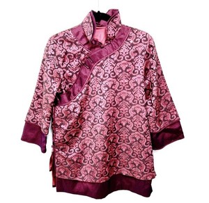 Handmade Pink Brocade Traditional Cheongsam Frog Button Jacket Embroidered Sz M