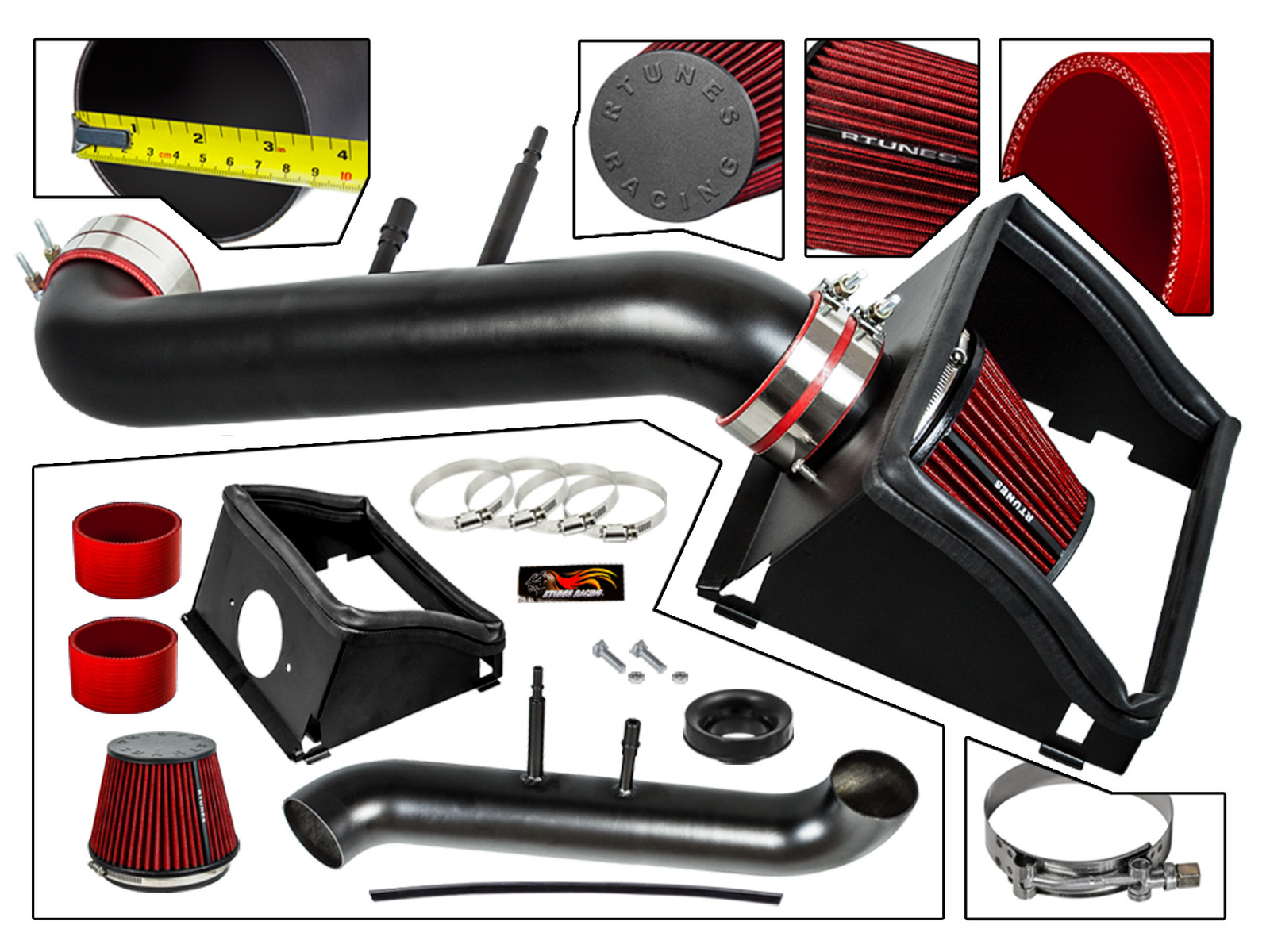 RTunes Heat Shield Cold Air Intake Kit+Filter For 2015-2020 Ford F150 5.0L V8