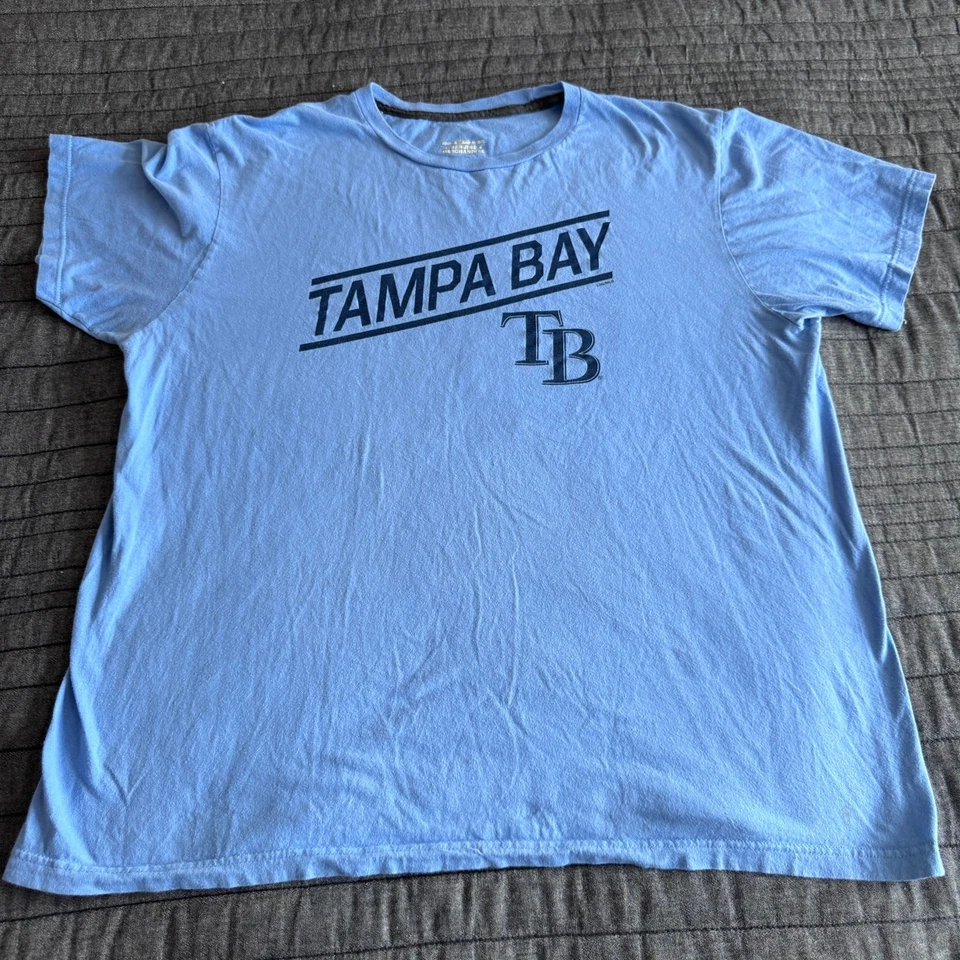 Camiseta De Colección MLB Tampa Bay Rays Logo Azul Liga Americana Para Hombre X-Grande Foto 2 de 4