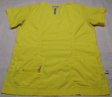 Peaches Uniforms Yellow Zipper Pocket Nurse Dental Vet Scrub Top X-Small XS
