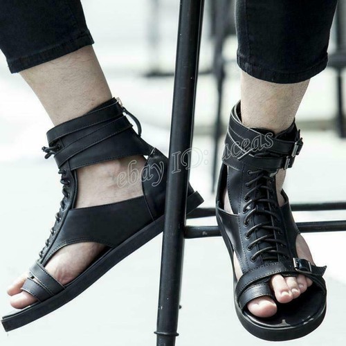Mens Gladiator Sandals High Top Leather 