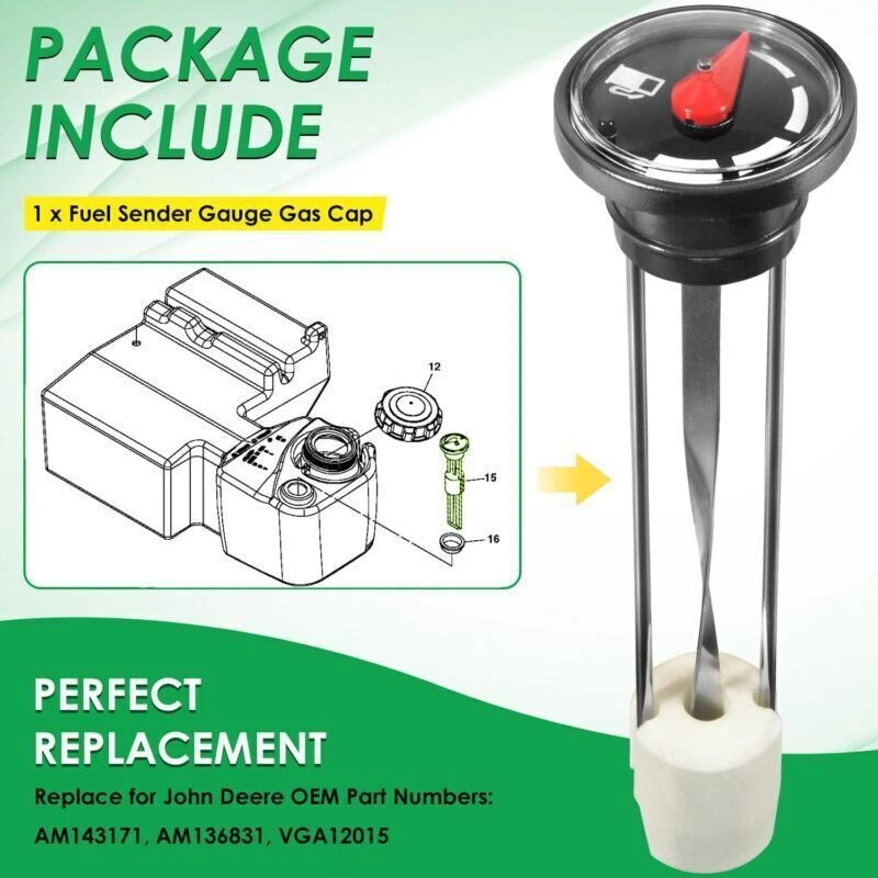 AM143171 Transmisor de Combustible Medidor Tapa de Gas Se Adapta a John Deere Gator XUV 620I Diesel Gas Foto 2 de 4