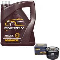 MotoröL Set 5W-30 5 Liter + ÖLfilter SM 142 FüR Dacia Lancia Nissan Opel Renault