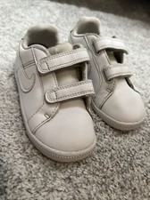 Nike US 8C Court Borough Low 2 White Leather Kids Toddler Shoe Sneaker White