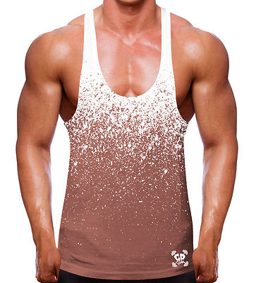 Weiße Rost Farbverlauf gesprenkelte Stringer Weste Bodybuilding Racerback Training Mode