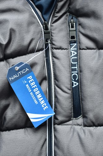 NAUTICA NWT $295 HOODED PUFFER ZIP HEATHER GREY JACKET. SZ M - Picture 6 of 10