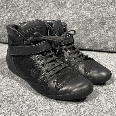 Christian Dior Leather Shoes Women Size 38 Black High Top Sneakers