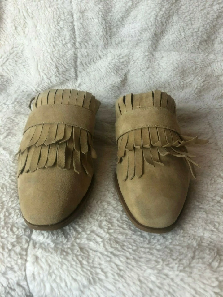 Steven by Steve Madden Adee 流苏棕褐色穆勒鞋麂皮绒 7.5 码平底鞋 — 第 2/4 张图片