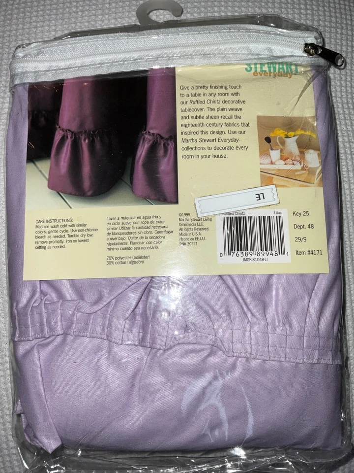 Vtg Martha Stewart Decorative Table Cover Lilac Purple Tablecloth 70" Round GL1 - Image 2 of 2