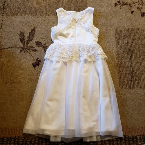 Justice Girls Size 7 Formal White Sequin Lace Dress Holiday Flower Girl Party - Picture 4 of 11