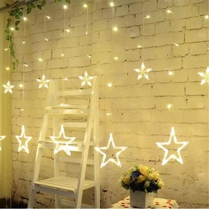 Star Shaped Led Lights String Curtain Window Bedroom Xmas Fairy