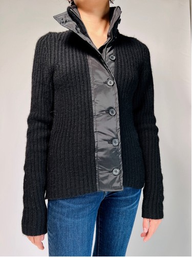 Michael Kors Womans Sweater Cashmere Yop Black Ribbed Sweater Cardigan Size XS - Picture 7 of 10