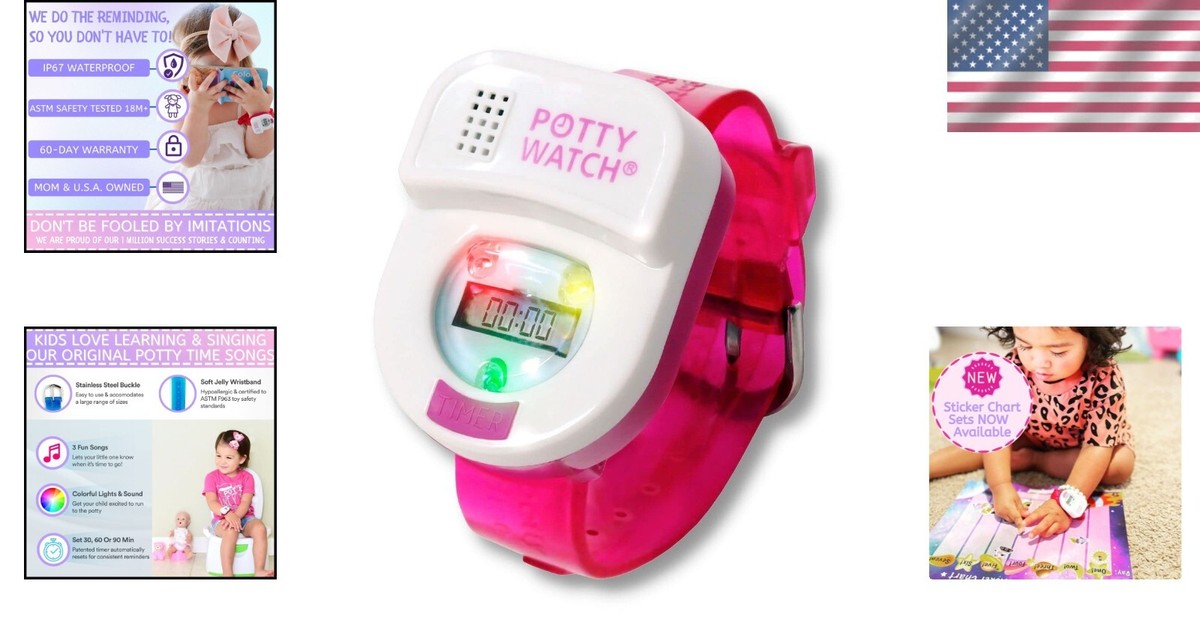 Pink Potty Training Watch for Kids Fun Musical Reminders Every 30, 60, 90  Mins