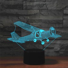 Pilot Gift Airplane 3D Visual Lamp Night Light 7 Color Table Lamp for Kids Boys