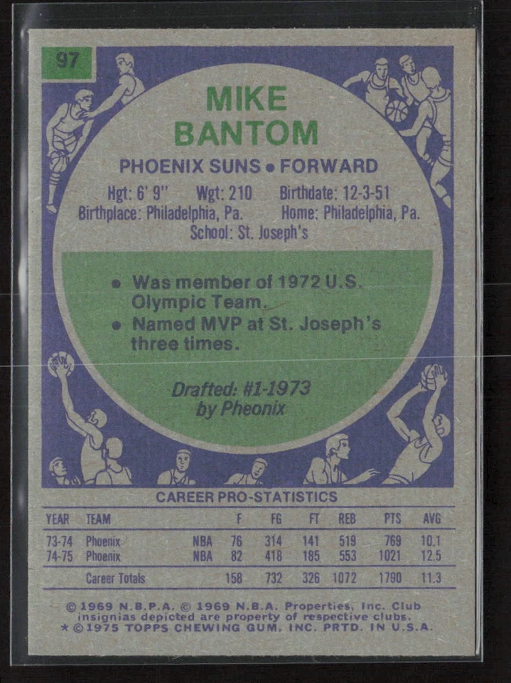 1975-76 Topps #97 Mike Bantom NM/MT - Image 2 of 2