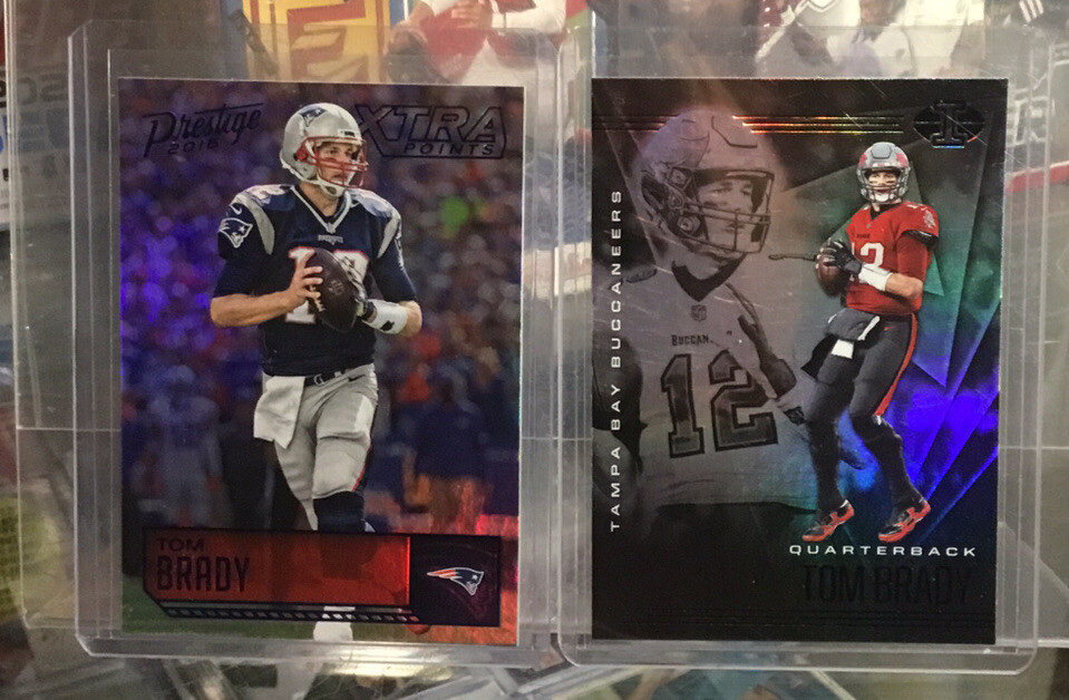 TOM BRADY - 2016 Prestige FOIL Xtra Points + 2020 Illusions #1 Buccaneers