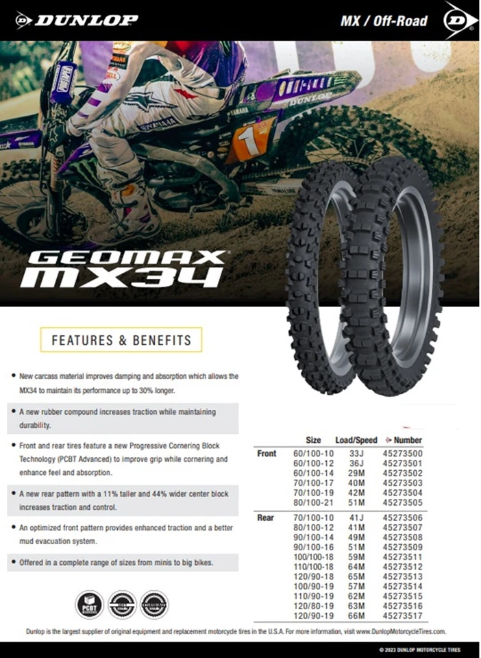 JUEGO NEUMÁTICOS DUNLOP MX34 GEOMAX 80/100-21 Y 120/90-19 + TUBOS KTM 250 350 450 525 Foto 3 de 3