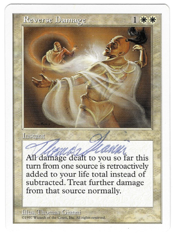MTG Reverse Damage 5th Edition - White Instant - Signed by Thomas Gianni Magic