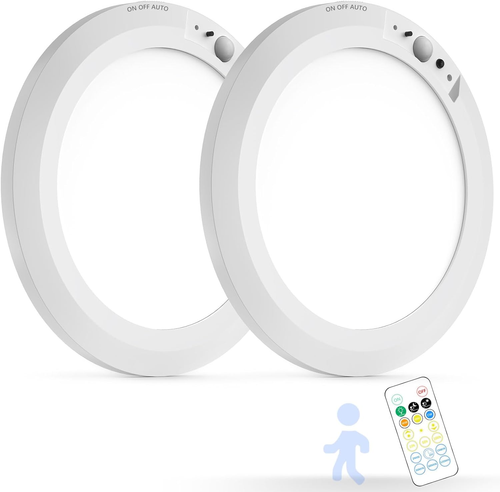 Battery Operated Auto Motion Sensor LED Celling Lights Set of 2, Smart Body Sens