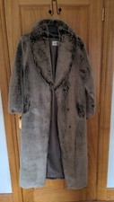Grey Full Length Faux Fur Coat Brand Together Size Uk 10-12