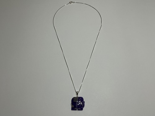 JOY Jade of Yesteryear Sterling Silver Jade Necklace Elephant Box Chain #170 - Picture 3 of 4
