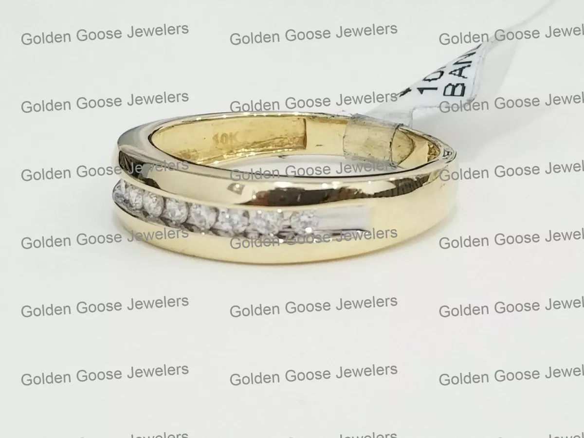 Clearance Yellow Gold Men Diamonds Channel Wedding Band Anniversary Ring .25 CT