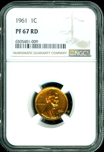 1961 LINCOLN MEMORIAL CENT NGC PF67RD GREAT DETAILED PROOF COIN #A