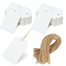Paper Gift Tags with String, Blank Gift Bags Tags Price Tags DIY 100pcs White
