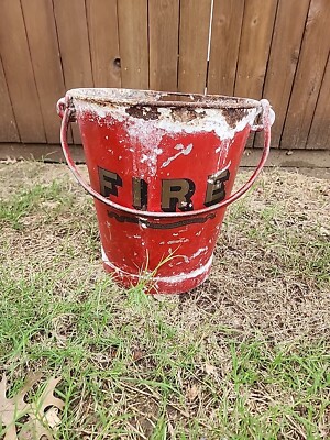Vintage Red Fire Bucket Firefighting Metal Pail John Morris & Son Manchester 5