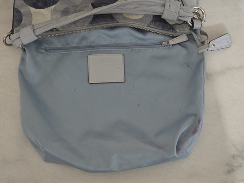 COACH Bag No. 14860 Kristin Graphic Op Art Logo Hobo Blue Gray White Handbag - Picture 7 of 24