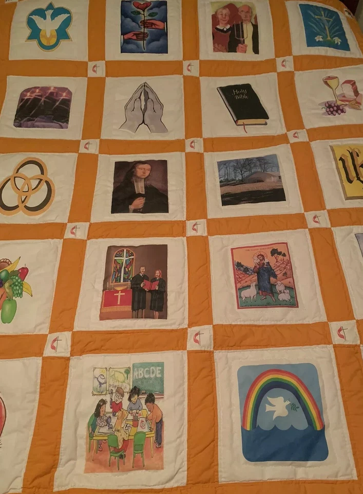 Edredón Patchwork Hinchado Iglesia Religiosa Amor Biblia Oración 58 X 70 Amarillo Foto 4 de 4