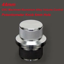 44mm Machined Aluminium Alloy Volume Control Potentiometer Knob 6mm Hole US