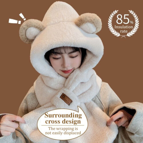 Cap Scarf Thickening Plush Beanie Hat Scarf Casual Ear en ligne Protection Cap-*