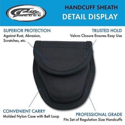 Black Nylon Handcuff Case Pouch - Universal Fit For Duty Belts With Secure Snap