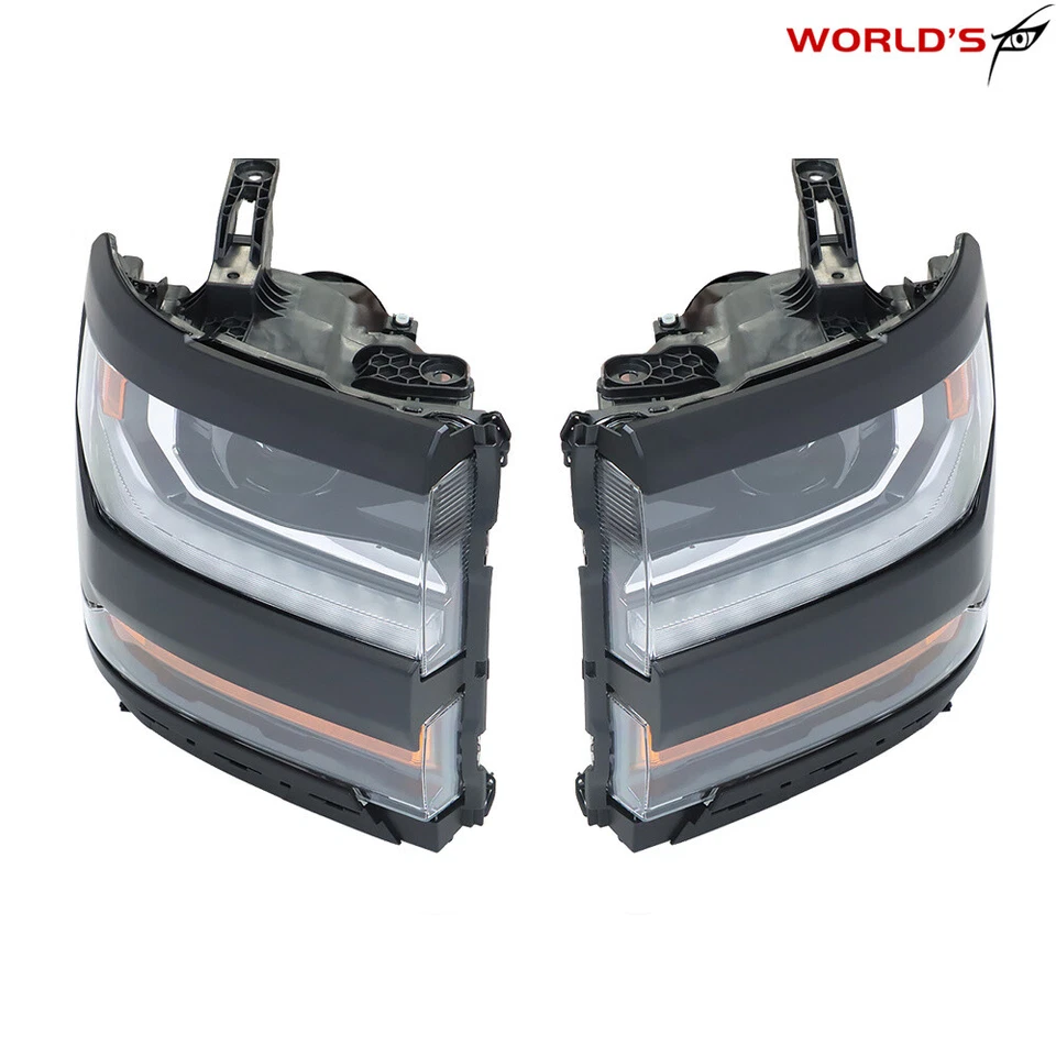 Headlight For Chevy Silverado 1500 2016-2018 HID/Xenon w/ LED Black RH+LH - Image 4 of 4