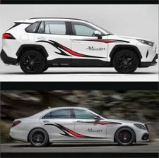 Black/Red Car Body Side Decal Stripes Graphics Vinyl Sticker For Truck SUV 2X 