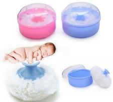 Portable Baby Kid Soft Face Body Cosmetic Powder Puff Sponge Box Container Case