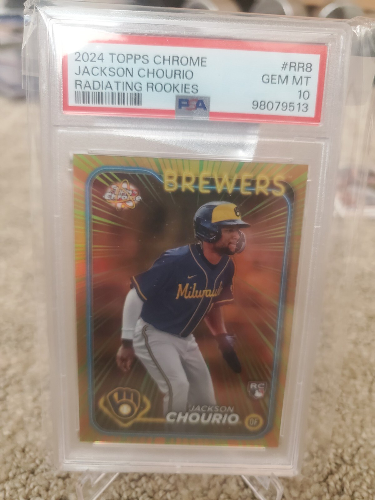 2024 Topps Chrome Radiating Rookies Refractor Jackson Chourio PSA 10 Rookie RC